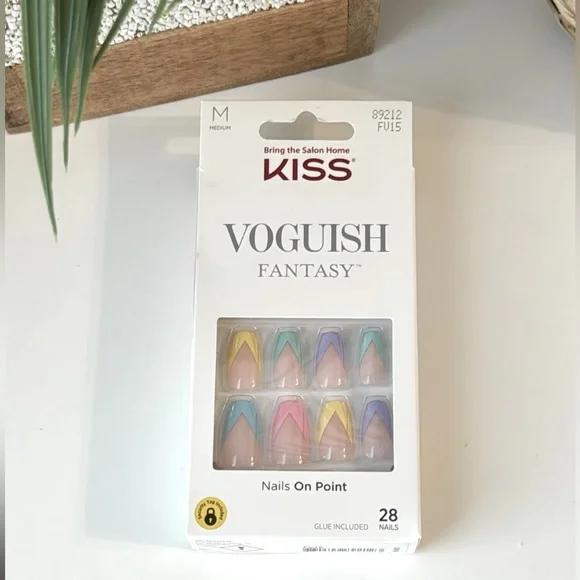 3/$15 🌸 Kiss Voguish Fantasy Disco Ball Multicolor Pastel Press On Nails Coffin - Picture 5 of 8